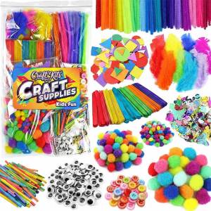 Pipe Cleaners Craft Bulk Supplies Kits Popsicle Sticks Foam Stickers Feathers Pompoms Googly Eyes All Inclusive Crafting Bundle