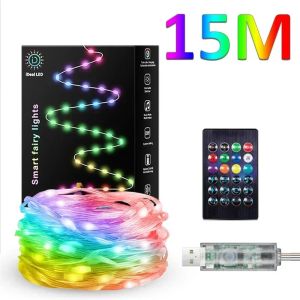 LED Fairy Light String Led Wire String Light Bluetooth APP Remote Control PVC Wire Dream Color Light Garden Party Wedding Decor
