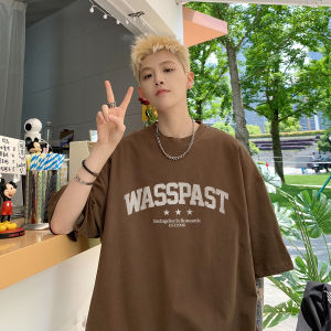 Heavyweight Pure Cotton Mens Loose Short Sleeve T-Shirt Spring Summer Trendy Brand Hong Kong Style Five-Quarter Sleeve Top