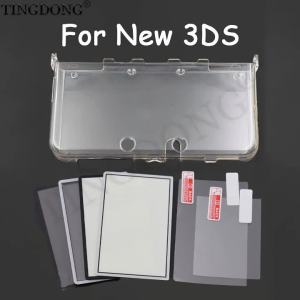 1Set For New 3DS Crystal Clear Hard Case + Top Screen Lens Cover + Screen Protector Film Scratch Resistant Repair Parts