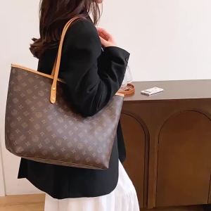 Vintage Printed Large Capacity Tote Bag Women Commute Shoulder Handbag Shopping Bag