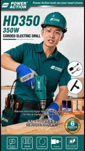 POWER ACTION HD350 350W Corded Electric Drill 6.5mm Variable Speed Electric Hand Drill | Home DIY Wood Metal Drilling Power Tool / Gerudi Elektrik