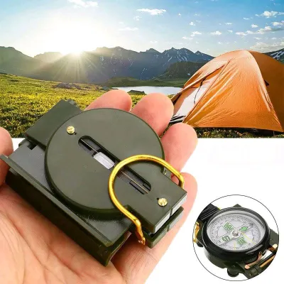 FORFAR Kompas Militer Portabel Lipat Metal Lensatic Compass - F01