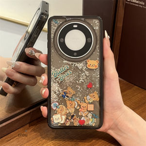 ZPOU Huawei Mate60 Pro+ Phone Case Womens Full Cover Butter Bear Slider Anti-Fall Protective Shell Cute Cartoon Personality Fun