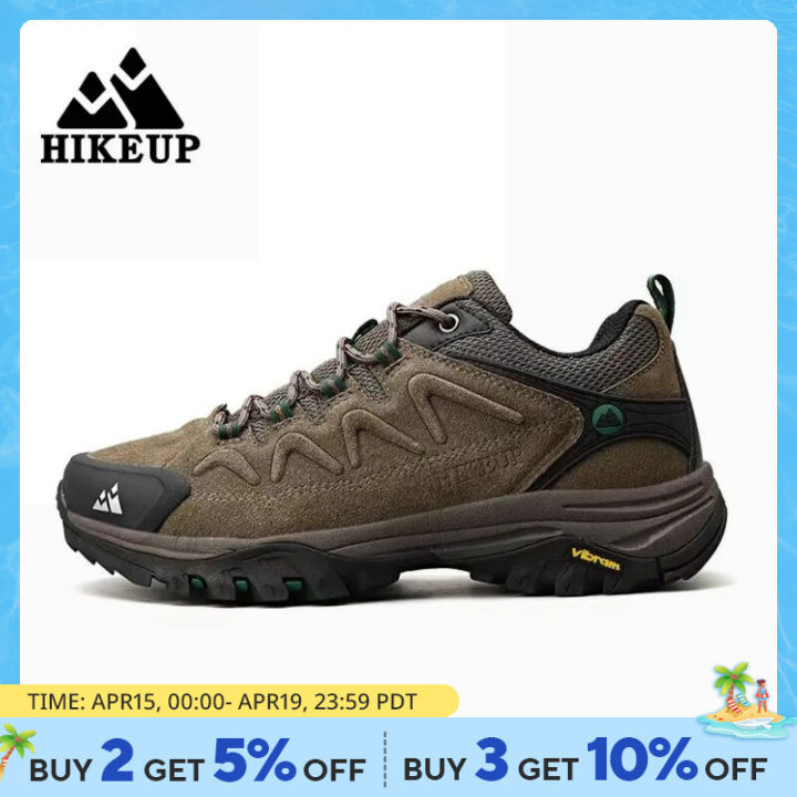 HIKEUP Leather Men's Outdoor Hiking Shoes Tourist Trekking Sneakers ...