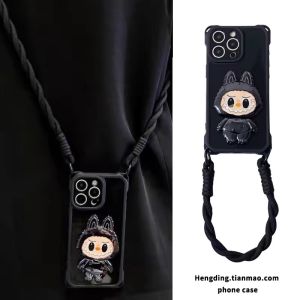 New Casing for iPhone 16 15 14 13 12 11 Pro Max Plus Cool Fashion Cartoon 3D Rabbit Mirror Stand Four Corners Super Protect Phone Case with Lanyard 2025