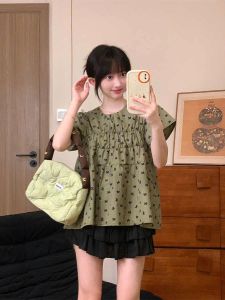 เสื้อยืดแขนสั้นผู้หญิงทรงหลวม ลายผีเสื้อ กระโปรง ทรงเด็กผู้หญิง เสื้อแขนกุดสไตล์ฝรั่งเศส ทรงเข้ารูป ฤดูร้อน 2024