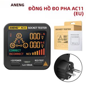 ANENG | Máy Kiểm Tra Ổ Cắm Kỹ Thuật Số Thông Minh ANENG AC10 AC11 Dụng Cụ Kiểm Tra An Toàn Điện Đa Năng Với Chức Năng Phát Hiện Pha Cực Hỗ Trợ Phích Cắm US EU UK