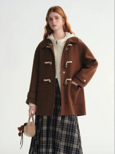 DUSHU | Minty Chocolate Style Big Size Woolen Coat Large Outerwear