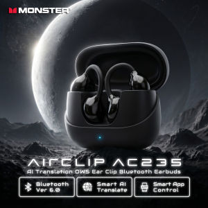 Monster | Monster AC235 Ai Translator OWS Ear Clip Headphone Real Time Translating Bluetooth 6.0 Earphones HiFi Stereo TWS Wireless Earbud