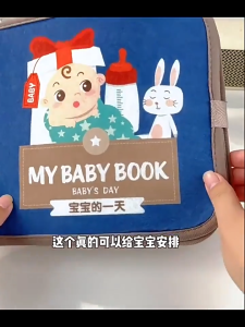 12–24M Montessori 3D Busy Soft Book (10 Pages) | Bilingual ENG/CH | Washable Sensory Quiet Book for Travel