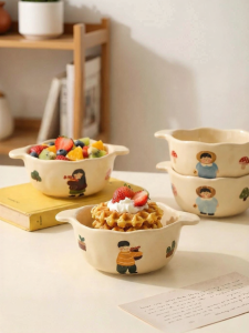 Yomerto | Personalized Double Handle Ceramic Bowl Cute