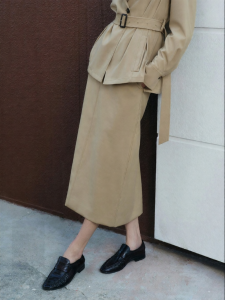Wool Khaki Color Vintage Womens Skirt