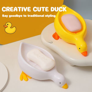 🔥Wishwa👍 Duck Plastic Tray Holder Soap Dish Self Draining Soap Holder for Shower Bathroom Tub Kitchen Sink