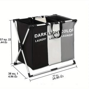 1/3 กริดเสื้อผ้าสกปรกตะกร้าซักผ้าจัดเก็บกันน้ํา Oxford กระเป๋าแบบพกพาเสื้อผ้าของเล่นในครัวเรือน Organizer