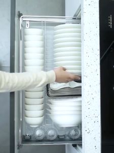 King Dreams Rak Piring Stainless Steel Rak Pengering Piring Lemari Dapur Multifungsi Keranjang Geser Laci Rak Tarik Rak