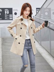 Short Womens Coat 150cm Medium Length Spring Autumn Korean Style Slim Fit Early Autumn Outerwear for Women Commute Fashion