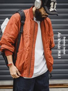 MADENGGONGZHUANG | Áo Bomber Ánh Đỏ Thu