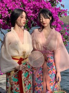 Senarya Huazhao Chinese Style Summer Open Cardigan Beautiful Set Dress Cotton Blend Fabric V Neck Bell Sleeve Original Design