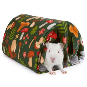 Washable Guinea Pig Tunnel with Curtains Cozy Hamster Hideout Fit for Small Animals Soft Accessories for Hamster and Chinchilla