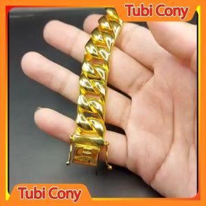 Lắc tay nam mạ vang 24 L281-364-DX1 có ký hiệu mắt xích ysx mang bền màu không kị nước - Có thể tháo ngắn