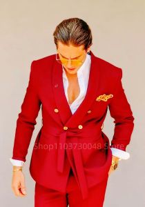 2 Pieces Mens Wedding Suits Set Formal Business Shawl Lapel Double Breasted Blazer Trousers Elegant Party Prom Outfit for Men