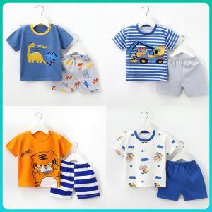 Pure Cotton Short Sleeve Childrens Outfit Baby Boy Summer Clothes Set Korean Style Two-Piece Suit for 6-24 Months Kids