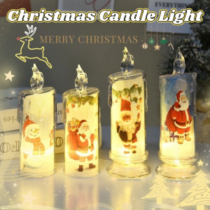 Vixplorn LED Flameless Candles Christmas Decorations Santa Snowman Elk Christmas Candle Light Decorations