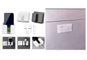 Holder Tempel Dinding Tempat Charger Hp Remote TV AC / Rak Cas Handphone Multifungsi
