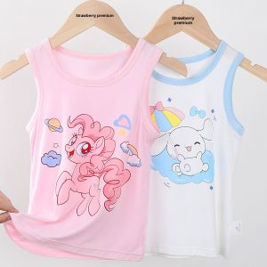 Girls Summer Thin Modal Sleeveless Vest Ice Silk Baby Belly Protector Underwear Base Shirt Casual Cotton Modal Blend Vest