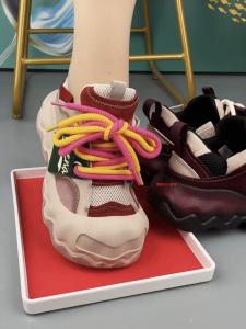 Trendy Mom Shoes Spring 2025 Fashion Sports Casual Shoes Genuine Leather Thick Bottom Color Block Cute Big Head Womens Shoes