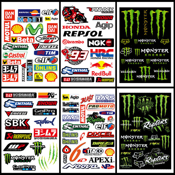 2 Set of PVC Material Dinosaur Shaped Monster Energy Stickers and