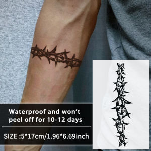 1Pc Thorn ArmBand Waterproof Temporary Tattoo Stickers Long-lasting Waterproof for One to Two Weeks Suitable for Arm Leg.