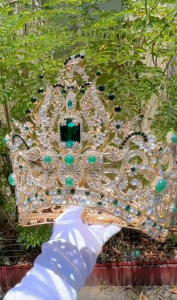 Rhinestone Pageant Crown Miss Grand International Unity Torch Crown Queen Headpiece for Debut Prom