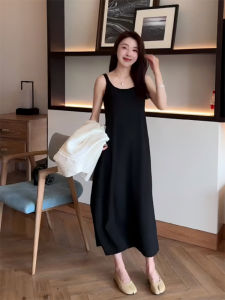 Slimming Strapless Summer Dress Womens High Waist Leisure Style Sleeveless Long Dress Casual A-Line Gown Polyester Fiber