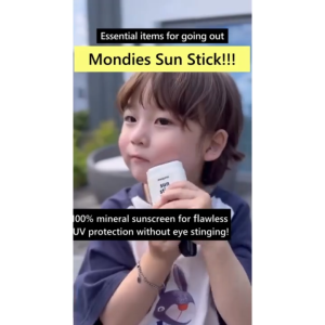 Mongdies Sunscreen Stick SPF50+ PA++++ (22g) Portable UV Protection - Korean Moms’ #1 Choice for Baby Kids & Family