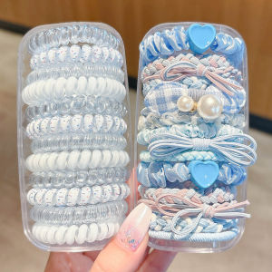 NING ZHOU | Blue Telephone Wire Style High Elastic Durable Hair Ties