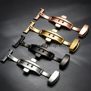 Stainless Steel Butterfly Buckle Push Watch Band Clasp Deployment Watchbands Buckles 10 12 14mm 16mm 18mm 20mm 22mm Accessories