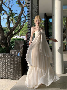 Vacation Style Set French Super Fairy Backless Hanging Neck Vest Women Summer Matching High Waist Mini Skirt Long Dress Two Piece Set