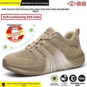 DINGGU | Mens Summer Breathable Anti-odor Safety Shoes Steel Toe Anti-smash Anti-puncture Lightweight