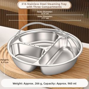 316L Stainless Steel Separated Steaming Bowl Home