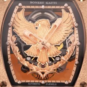 BONEST GATTI | BONEST GATTI Men Automatic Watch Tonneau Mechanical Wristwatch Sapphire Luminous Hollow Out Eagle Dial Rubber Strap