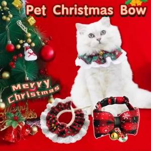 Pet Christmas Bow Adjustable Cat Christmas Decor Bibs Cute Dog Collar With Small Bell Pet Supplies