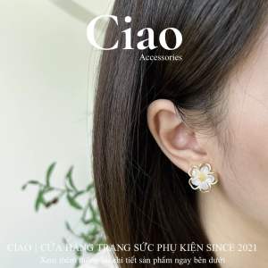 Khuyên tai bông tai mạ bạc S925 thiết kế hình hoa mai nữ tính Blossom Ciao