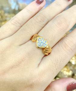 CINCIN EMAS 3 LOVE XUPING LAPIS EMAS ANTI LUNTUR TITANIUM FASHION WANITA