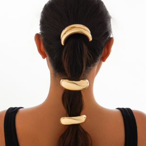 Fashionable Arch Shaped Smooth Metal Elastic Hairband for Women Trendy Everyday Street Style Accessory