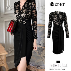 ZYHT(ล้างสต๊อก ใช้คูปอง299บาทขึ้นไป)เดรสผู้หญิง เดรสสีดำ เดรสรัดรูป เดรสแขนยาว เดรสผ้าลูกไม้ เดรสทำงาน เดรสออกงาน เดรสเซ็กซี่ เดรสเกาหลี ชุดออกงาน EraVogue 20175