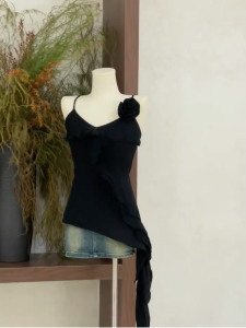 ชายหาด สไตล์วันหยุด ผิดปกติ ดีไซน์ พรางหุ่น รอบเอว ผู้หญิง ฤดูร้อน แขนกุด เชือกแขวนคอ เดรส กระโปรงทรงเอ ชิ้นเดียว