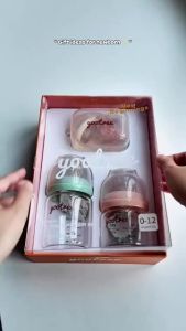 yootree 3 in 1 Newborn Baby Bottle Set 90ml+150ml Bottle & Pacifier Kit BPA-free Anti Colic Wide Neck Breast Milk Glass Feeding Bottle for 0-12 Months Newborn Infant
