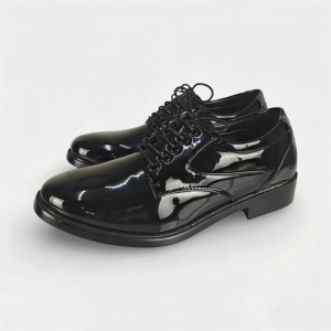 2022-11 COD Lace Up Office Security Guard Black Leather Shoes For Men And Boy
